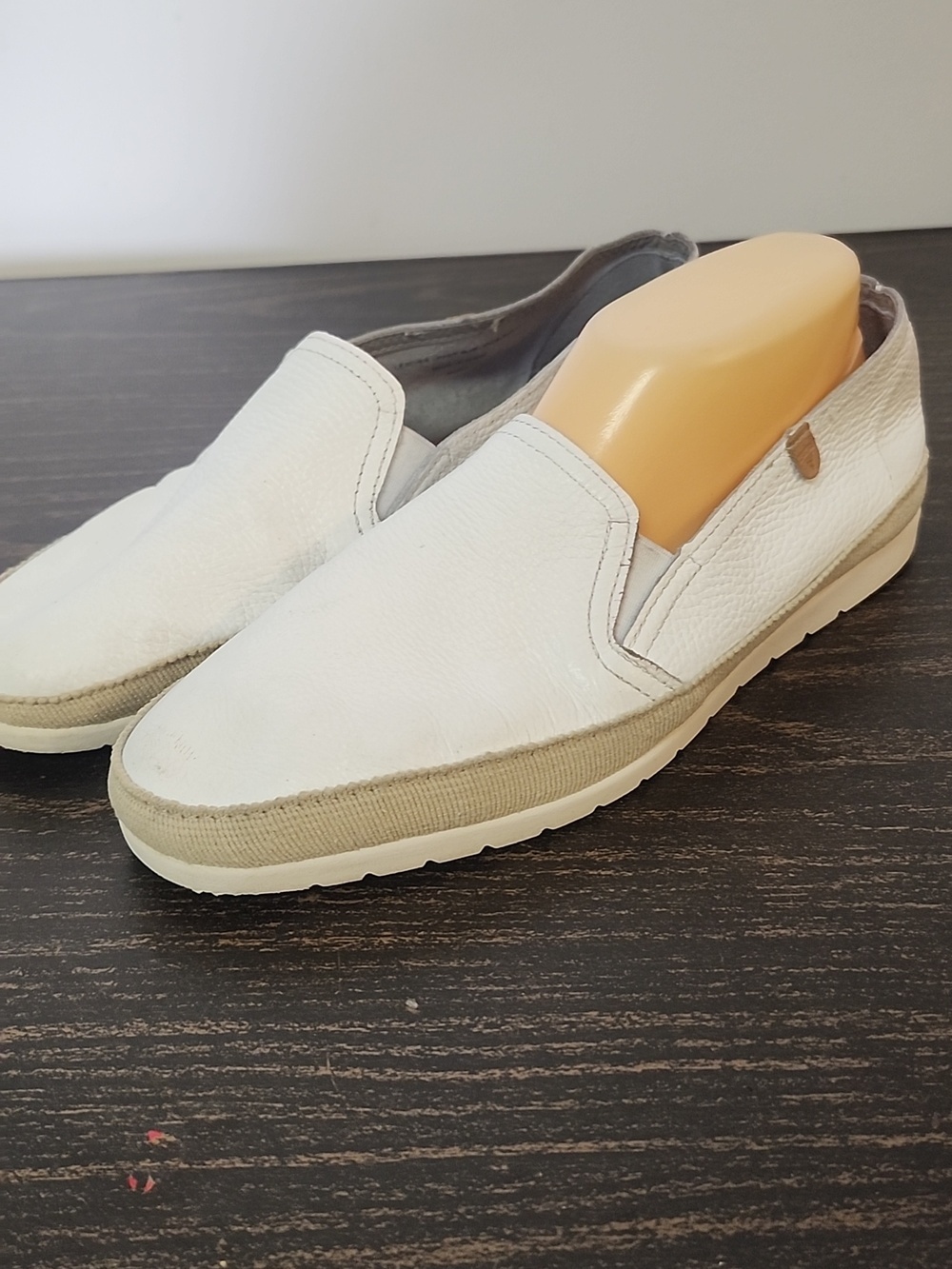 Verbenas Telma White Leather Slip-On 9.5 Loafers Made in Spain
